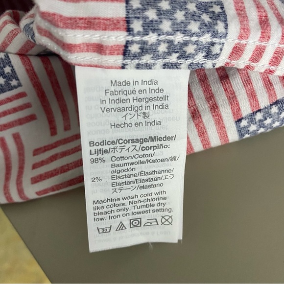J Crew Factory American Flag Printed Shirt Large Red White Blue AO575 - Picture 6 of 8